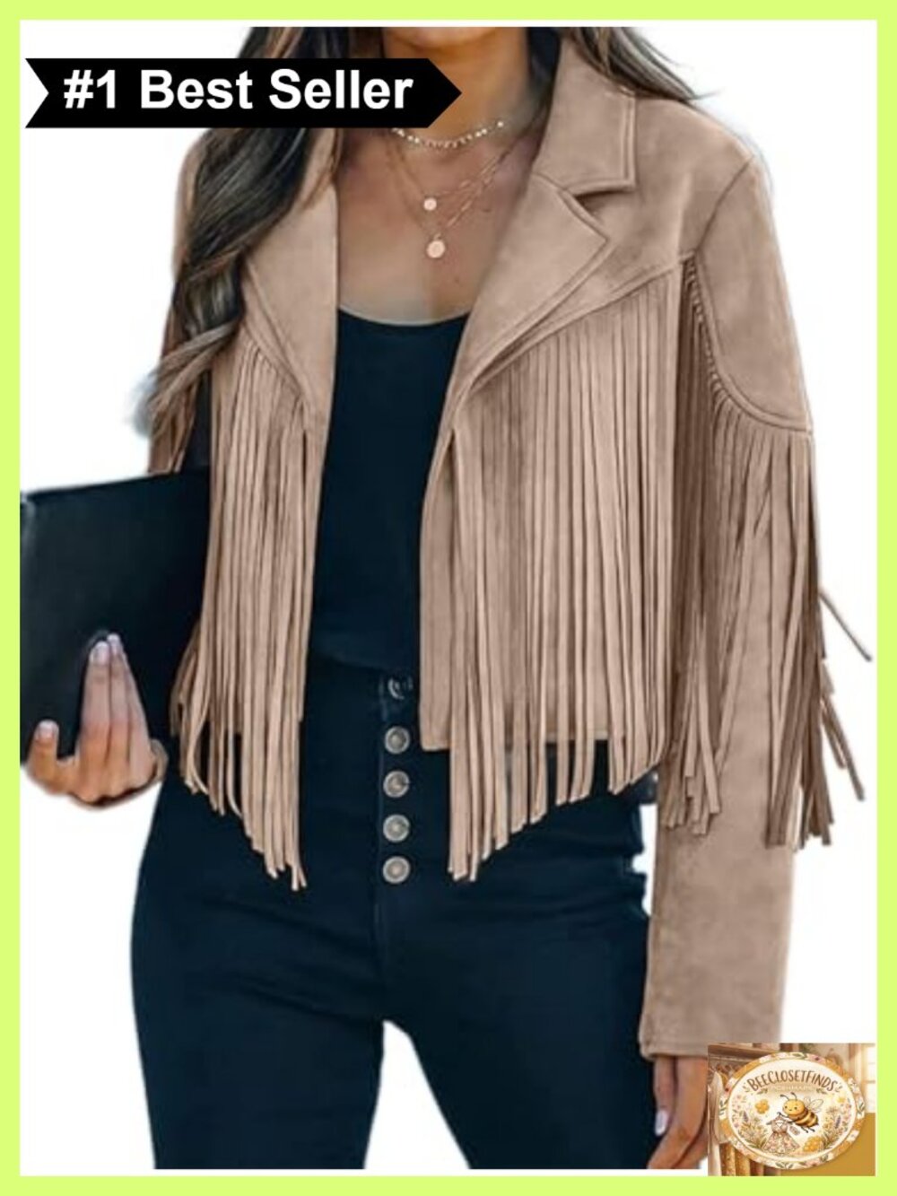 Faux Suede Leather Cropped Fringe Jacket Western Cowgirl Tassel Motorcycle